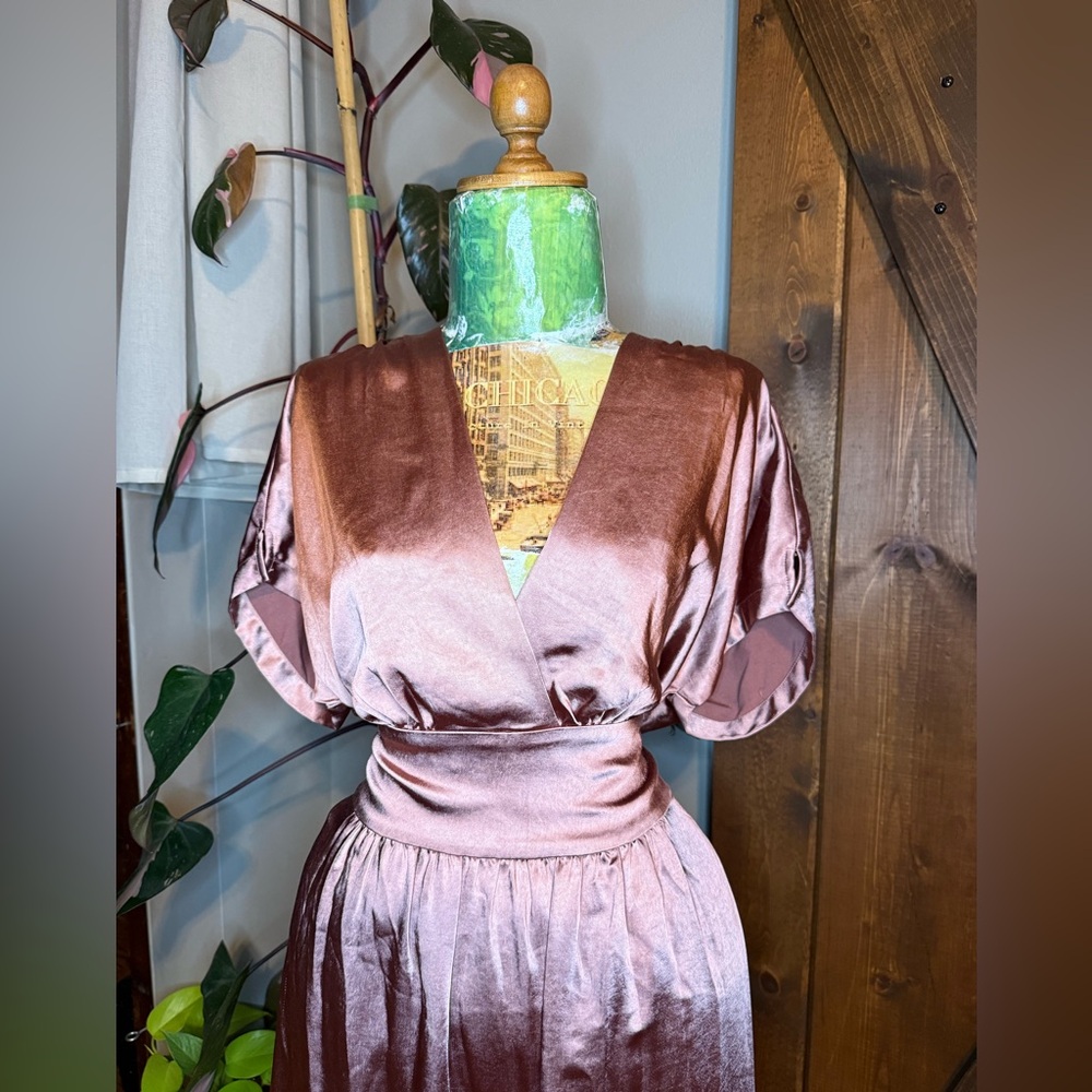 Anne Klein Satin Rose Midi Dress - Picture 3 of 7